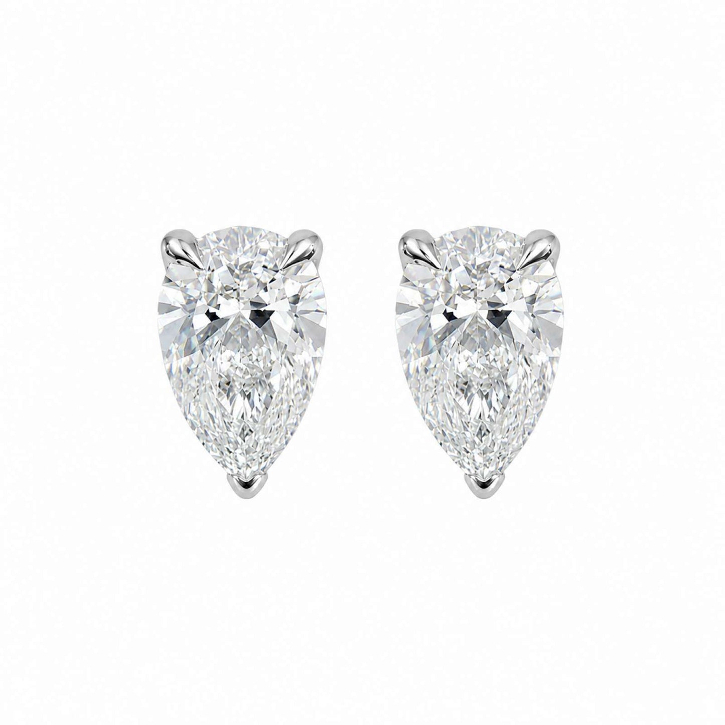 Pear Cut Claw Stud Earrings