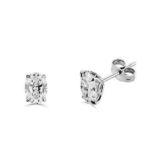Oval Cut Claw Stud Earrings