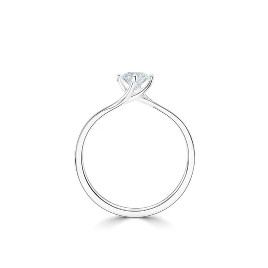 Compass Set Round Twist Solitaire Engagment Ring