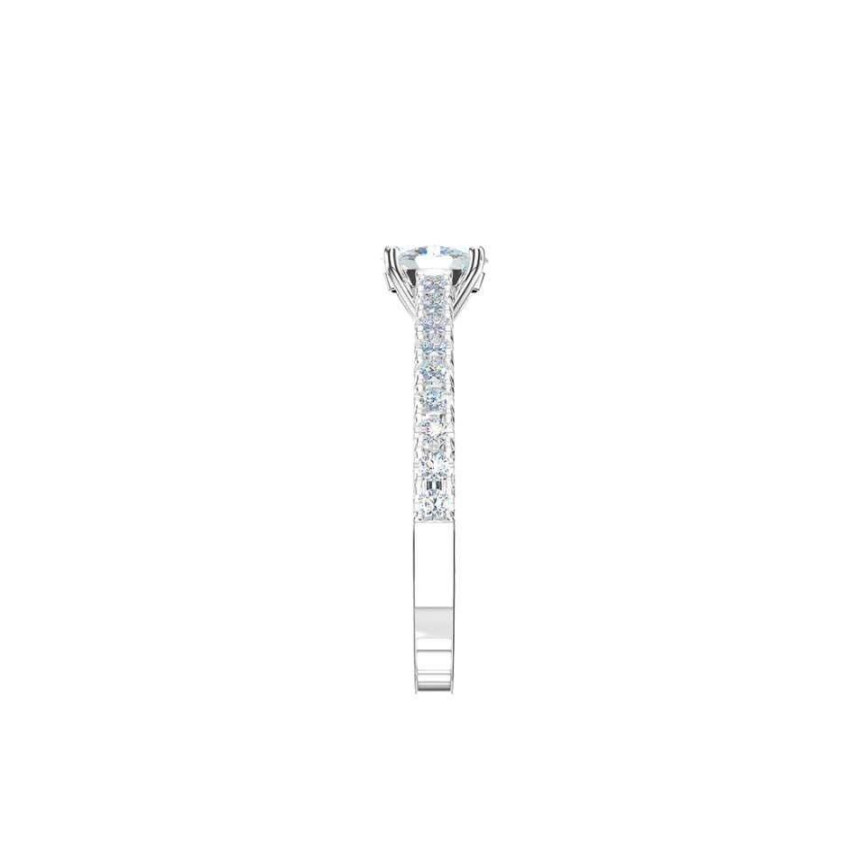 Oval Solitaire With Diamond Set Shoulders