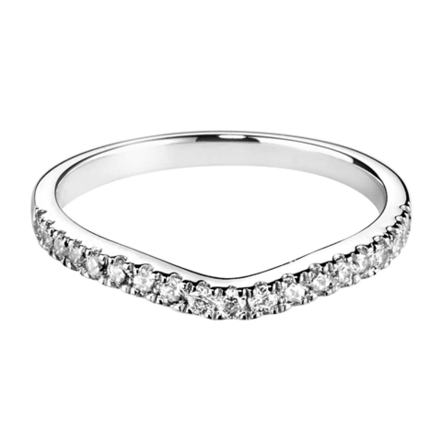 A Diamond Set Shaped Band With A U Silhouette
