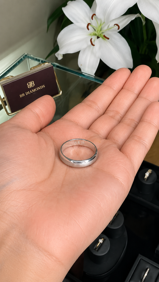 Men’s Silver Wedding Band - Engraved - £145
