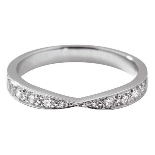 A Diamond Set Shaped Band With A Twist Silhouette.