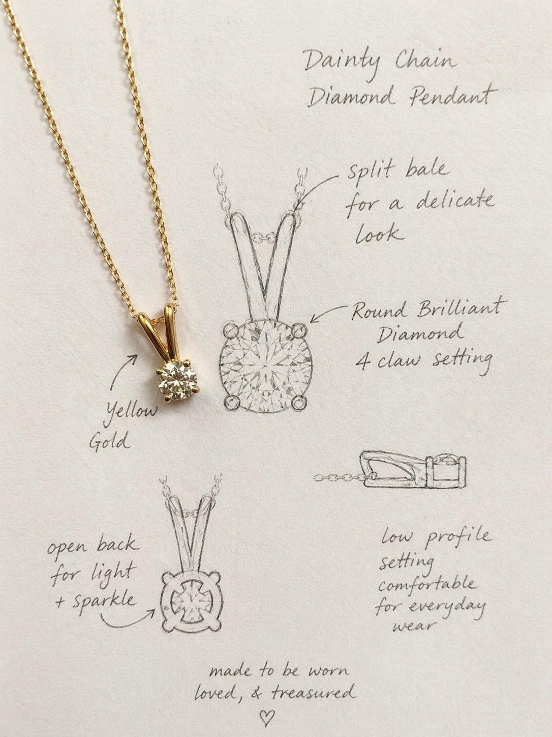 1ct Round Diamond Pendant - £695