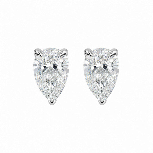 Pear Cut Claw Stud Earrings