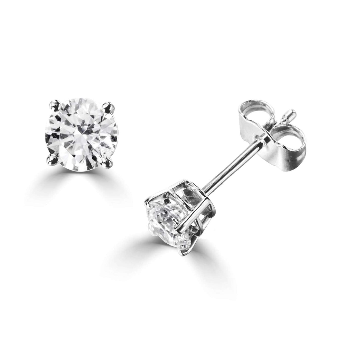 Classic Round Four Claw Stud Earrings.