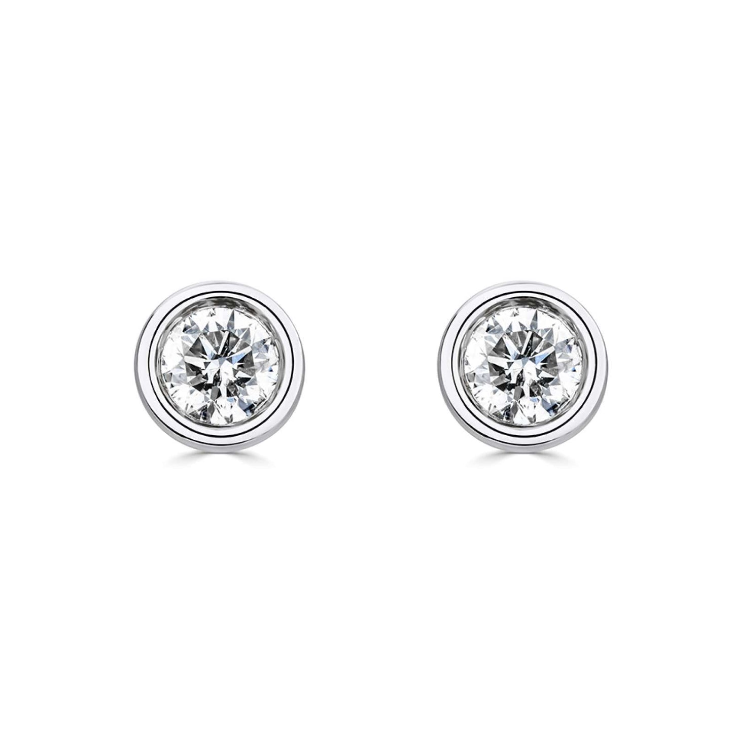 Round Rubover Set Stud Earrings
