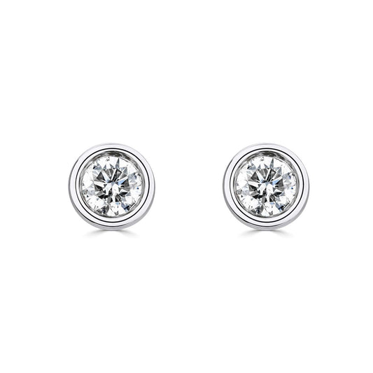 Round Rubover Set Stud Earrings
