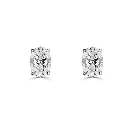 Oval Cut Claw Stud Earrings