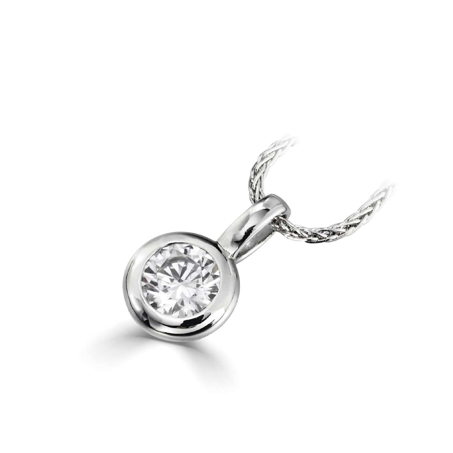 A Contemporary Round Rubover Pendant.