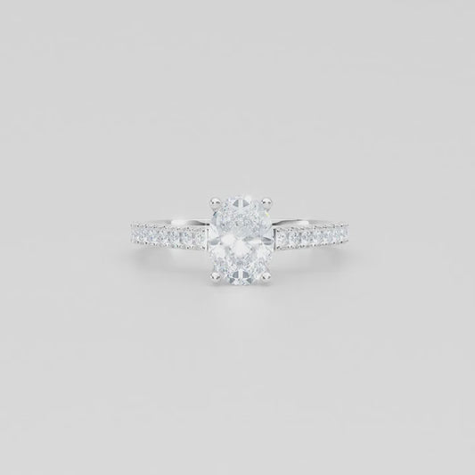 Oval Solitaire With Diamond Set Shoulders