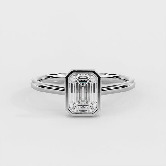 Bezel Set Emerald Cut Engagement Ring