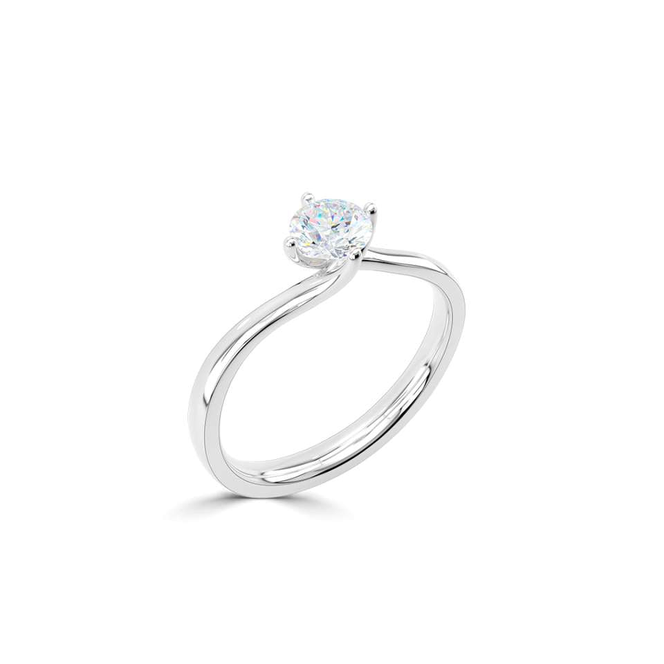 Compass Set Round Twist Solitaire Engagment Ring