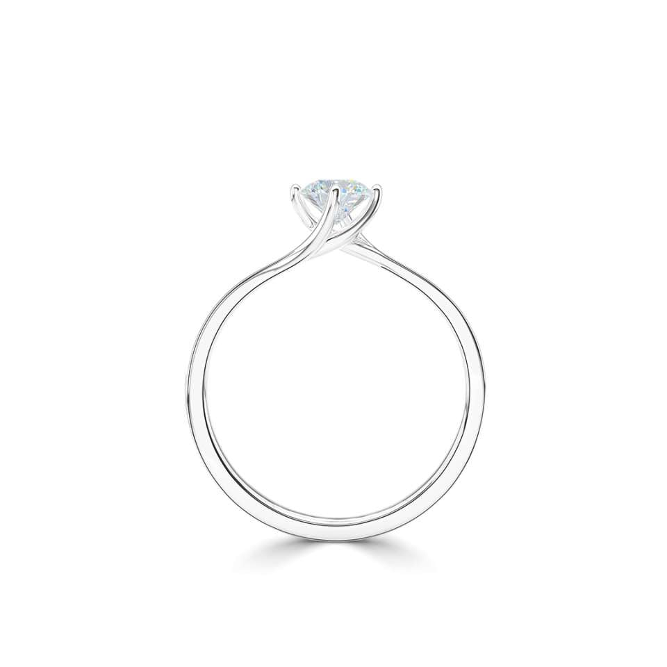 Compass Set Round Twist Solitaire Engagment Ring