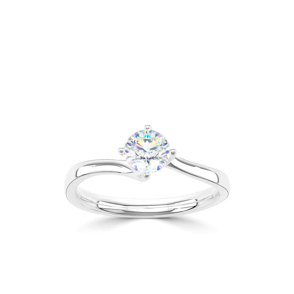Compass Set Round Twist Solitaire Engagment Ring