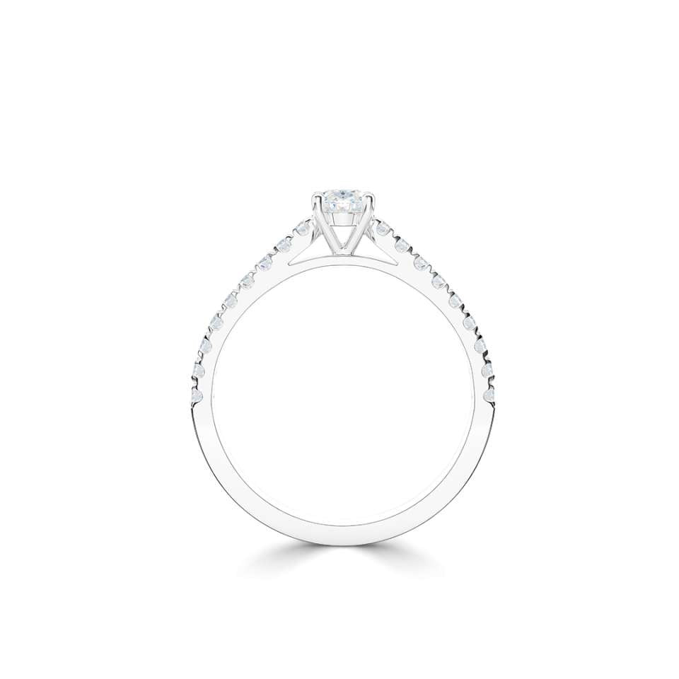 Oval Solitaire With Diamond Set Shoulders