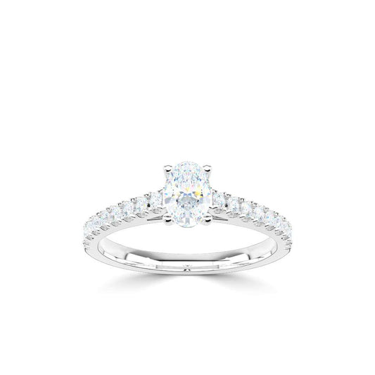 Oval Solitaire With Diamond Set Shoulders