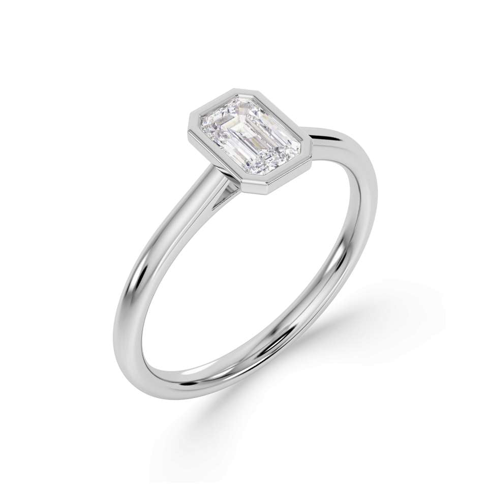 Bezel Set Emerald Cut Engagement Ring