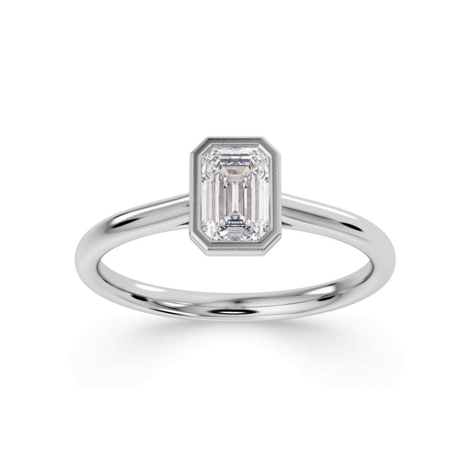 Bezel Set Emerald Cut Engagement Ring