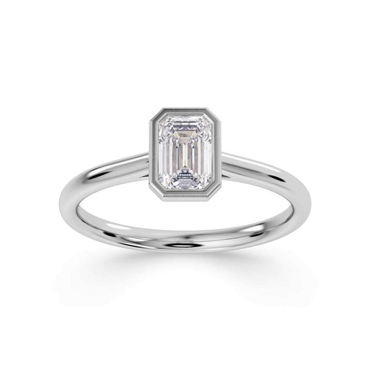 Bezel Set Emerald Cut Engagement Ring